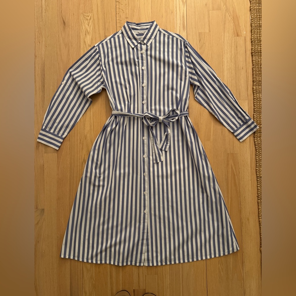 Ann Taylor Weekend - Blue/white stripe shirt dress - Size 8P